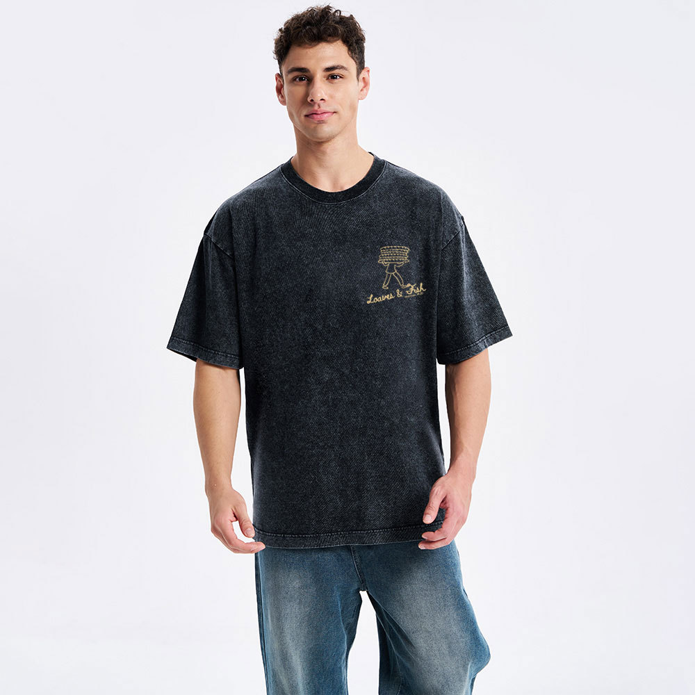 Loaves And Fish Christian Washed T-Shirt