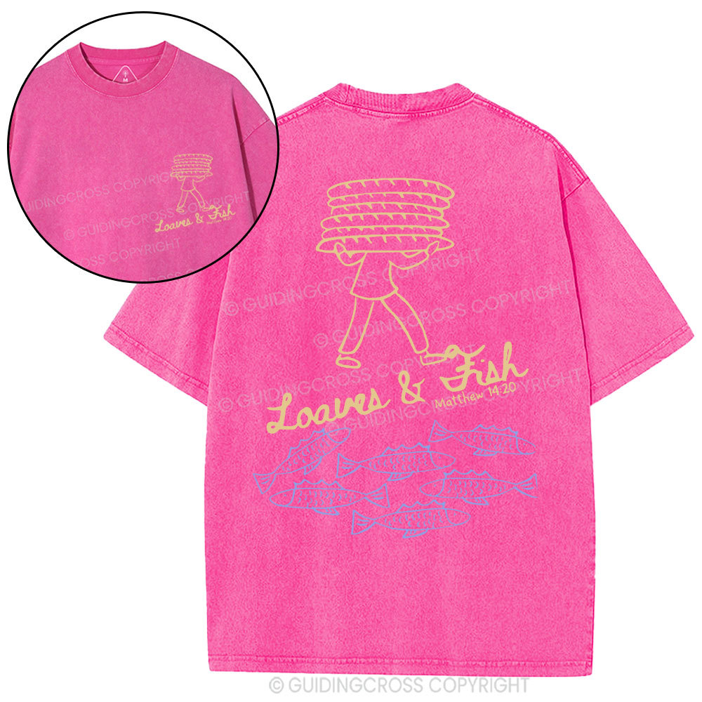 Loaves And Fish Christian Washed T-Shirt