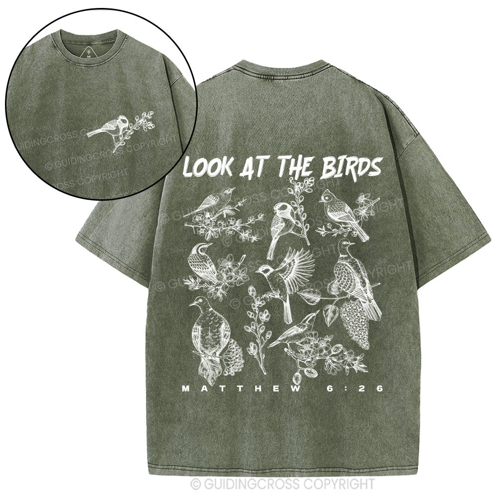 Look At The Birds Christian Washed T-Shirt