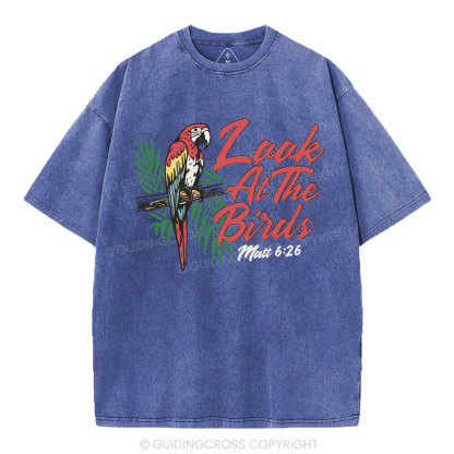 Look At The Birds Christian Washed T-Shirt