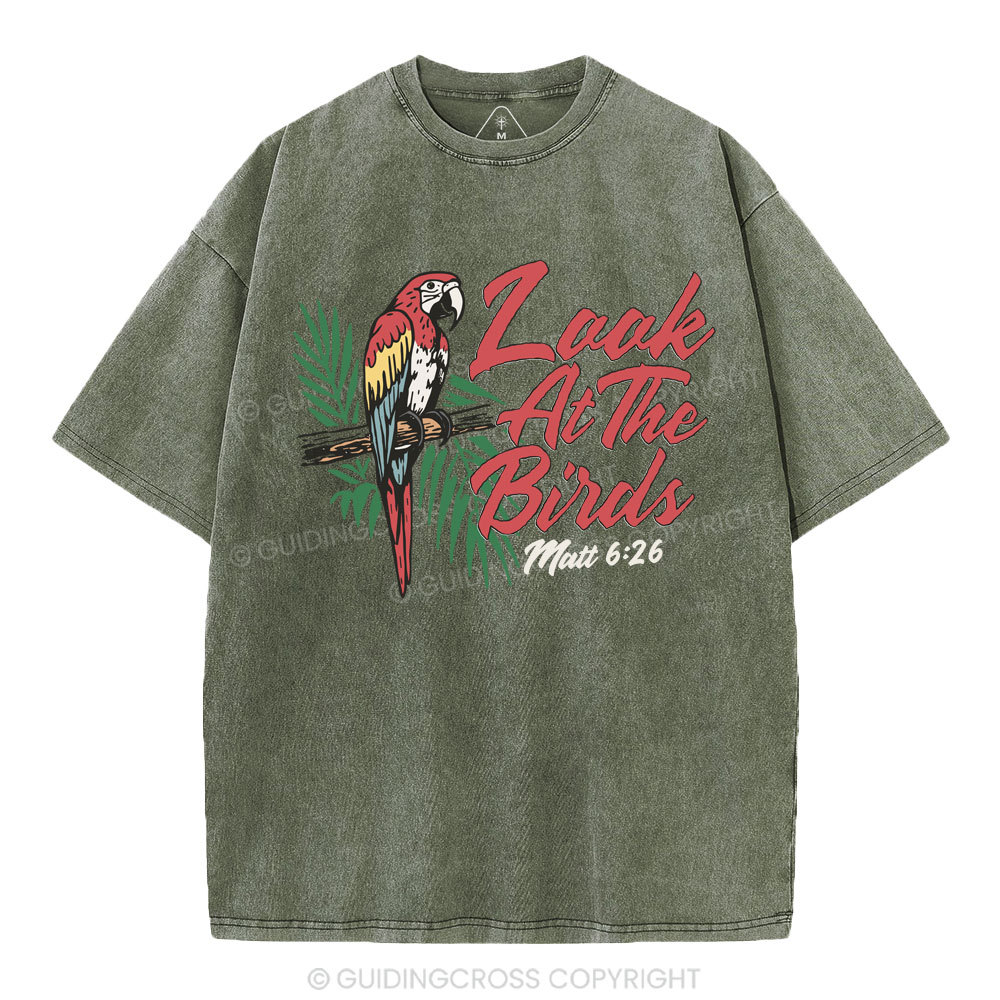 Look At The Birds Christian Washed T-Shirt