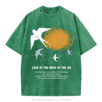 Look At The Birds Of The Air Christian Washed T-Shirt