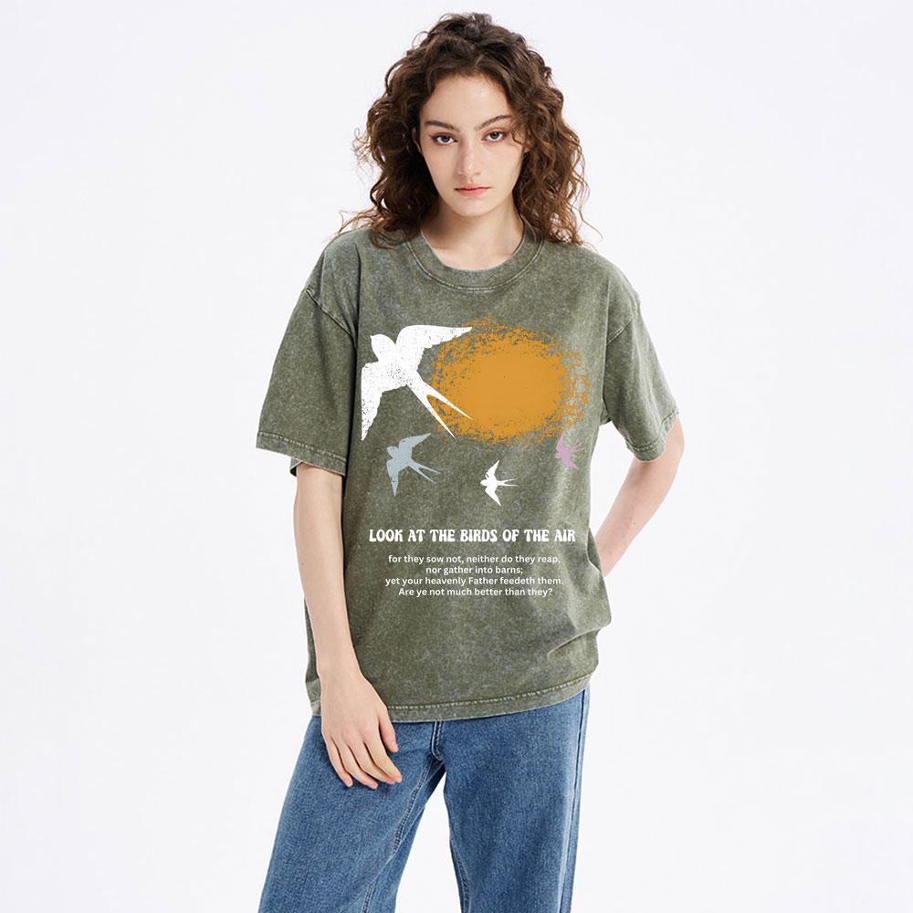 Look At The Birds Of The Air Christian Washed T-Shirt