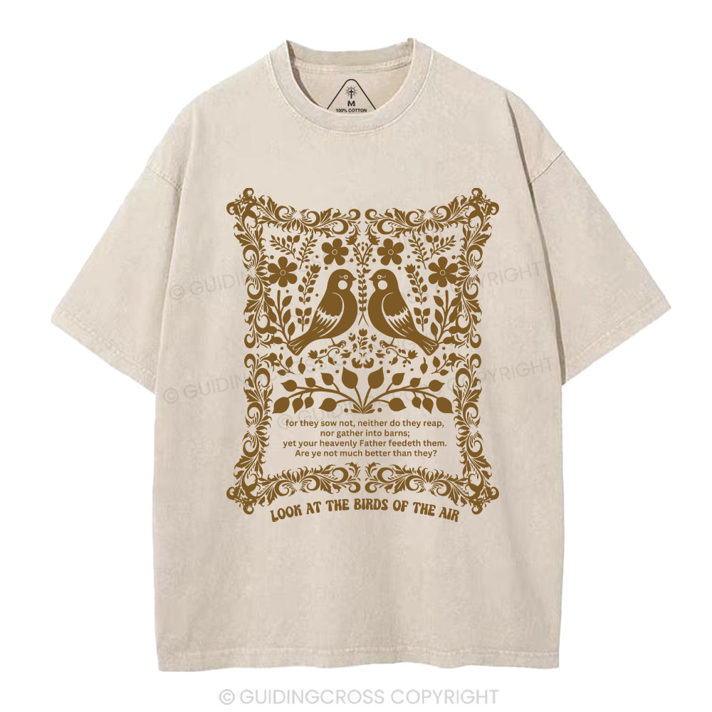 Look At The Birds Of The Air Christian Washed T-Shirt