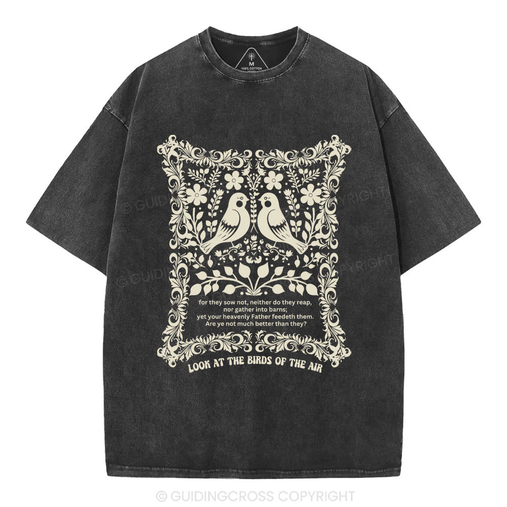 Look At The Birds Of The Air Christian Washed T-Shirt