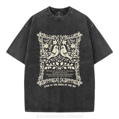 Look At The Birds Of The Air Christian Washed T-Shirt