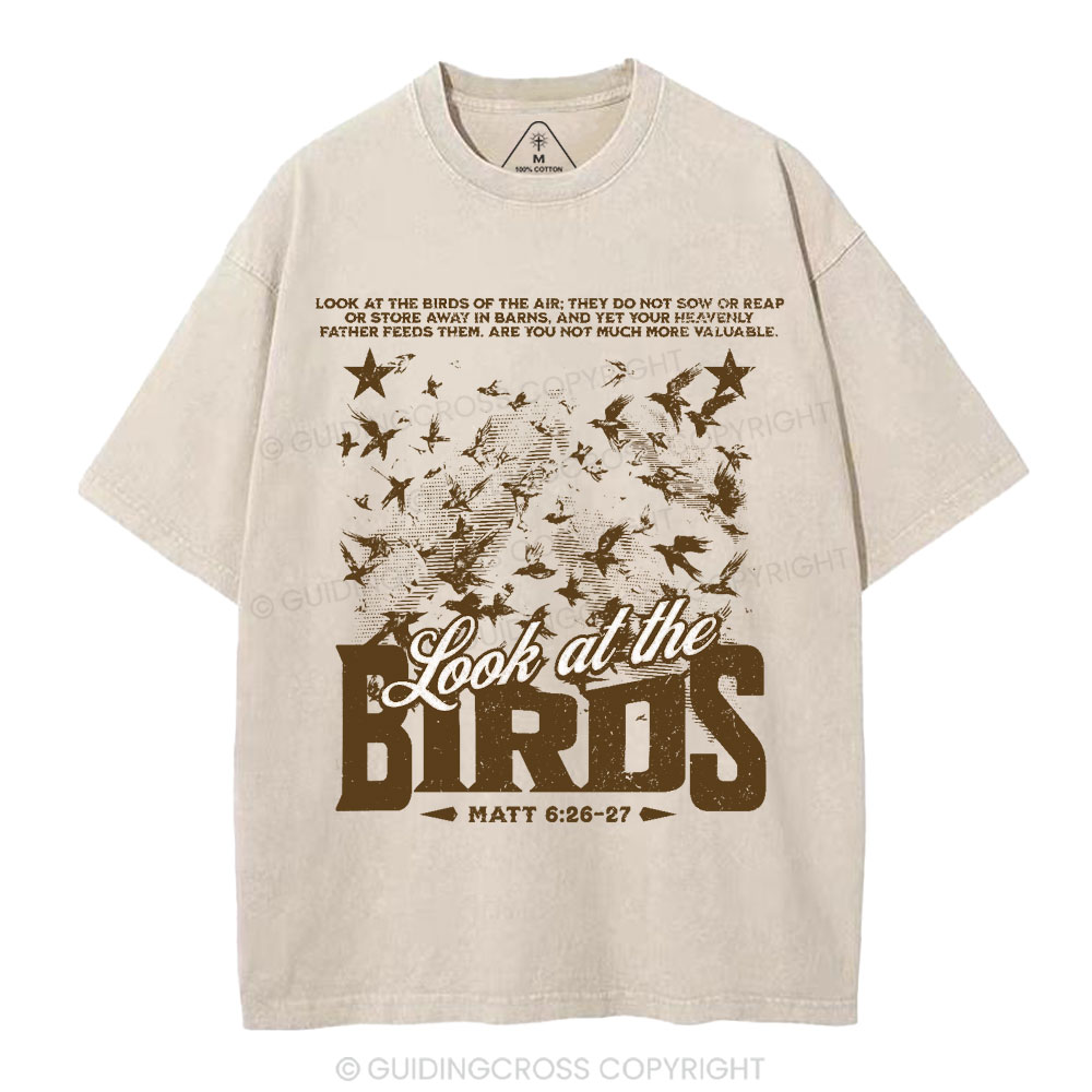 Look At The Birds Of The Air Christian Washed T-Shirt