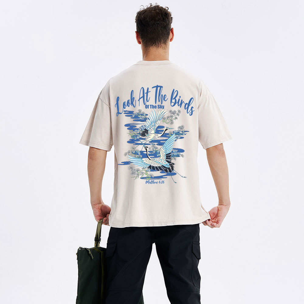 Look At The Birds Of The Sky Christian Washed T-Shirt
