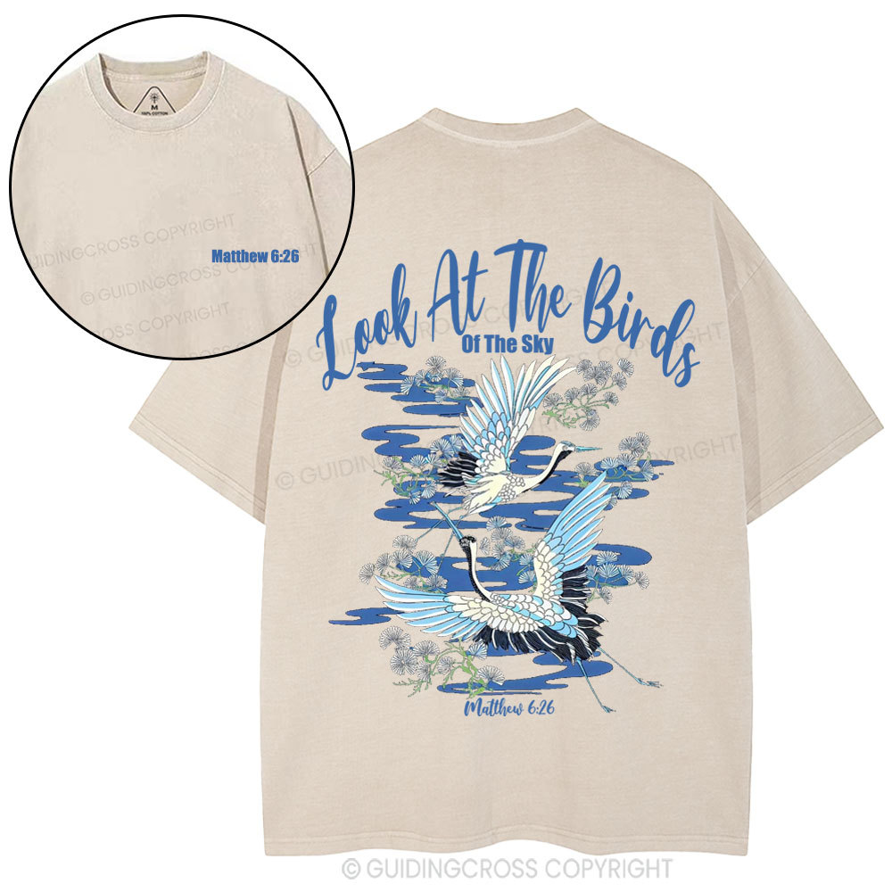 Look At The Birds Of The Sky Christian Washed T-Shirt