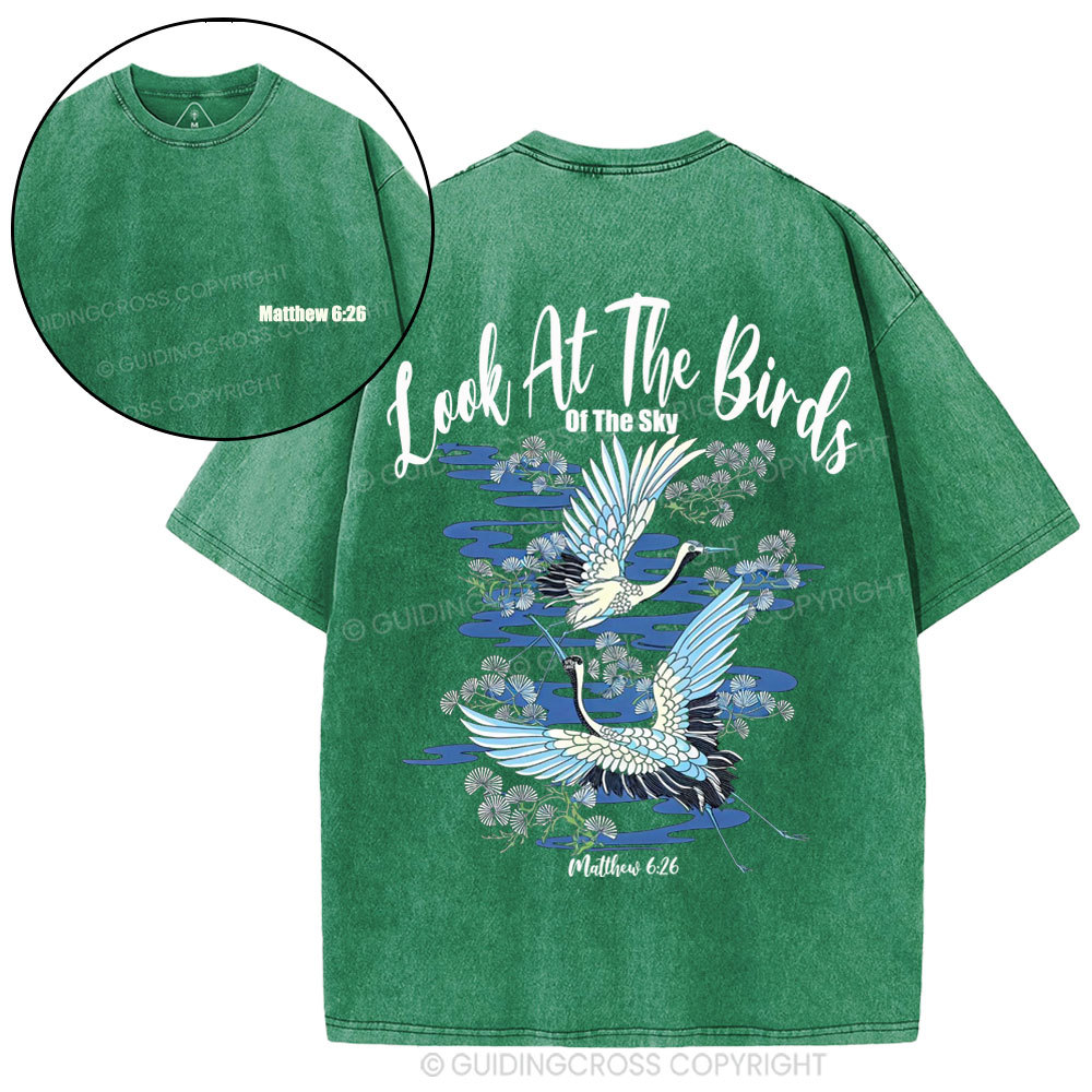 Look At The Birds Of The Sky Christian Washed T-Shirt