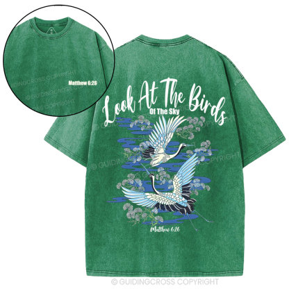 Look At The Birds Of The Sky Christian Washed T-Shirt