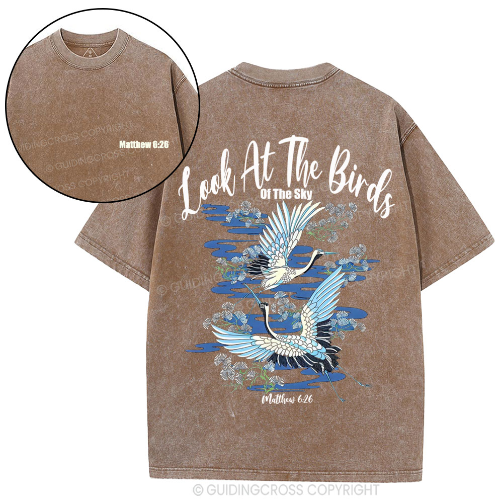 Look At The Birds Of The Sky Christian Washed T-Shirt
