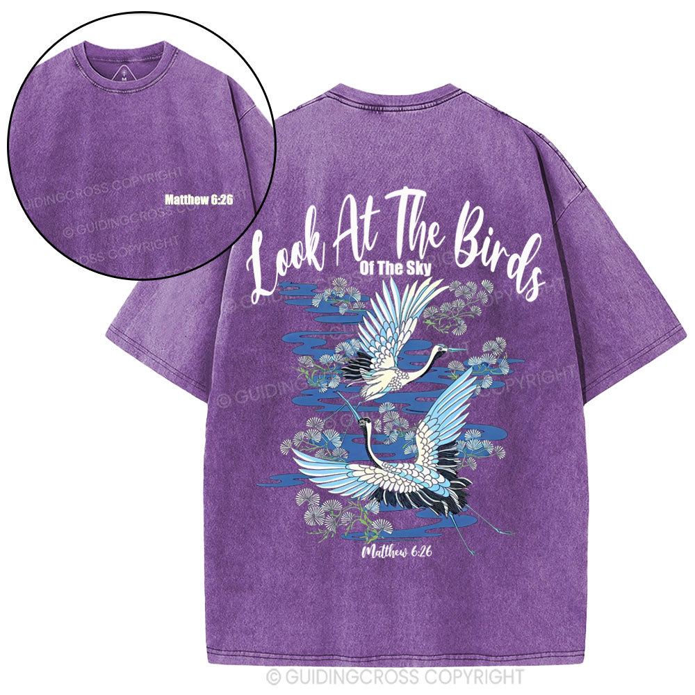 Look At The Birds Of The Sky Christian Washed T-Shirt