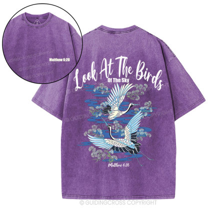 Look At The Birds Of The Sky Christian Washed T-Shirt