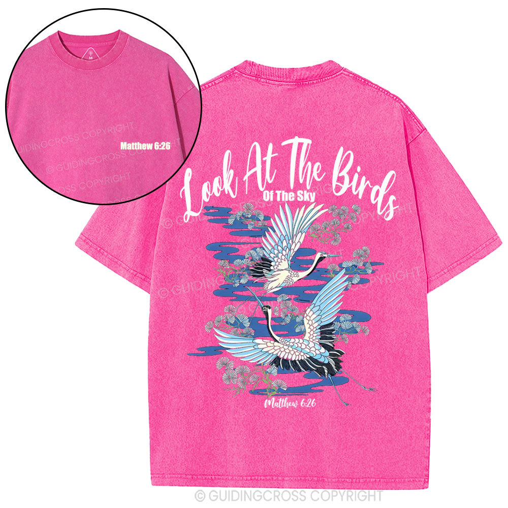 Look At The Birds Of The Sky Christian Washed T-Shirt