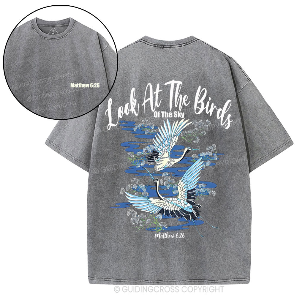 Look At The Birds Of The Sky Christian Washed T-Shirt