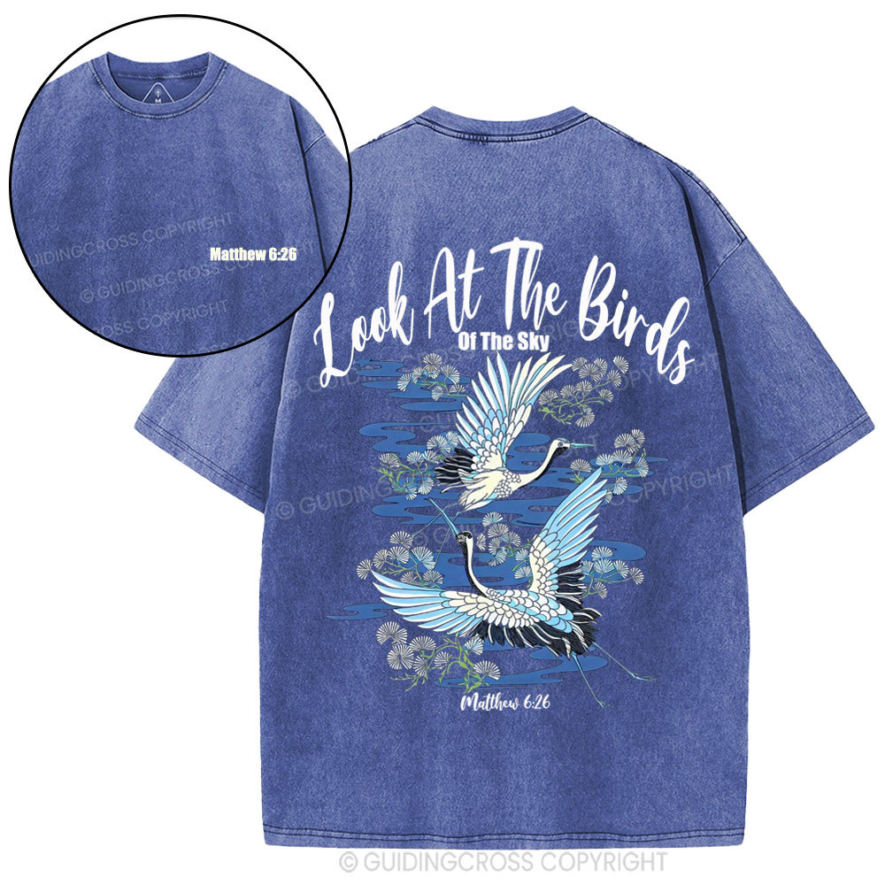 Look At The Birds Of The Sky Christian Washed T-Shirt