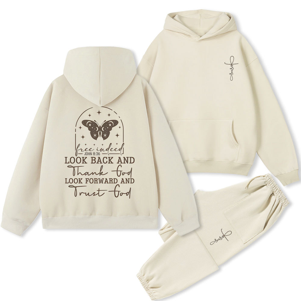 Look Back And Thank God Christian Premium Fleece Hoodie Set