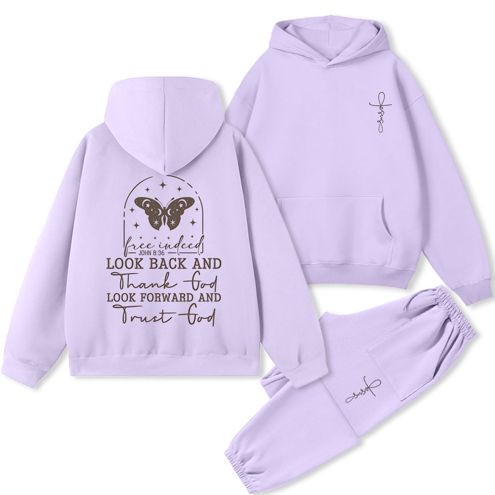 Look Back And Thank God Christian Premium Fleece Hoodie Set