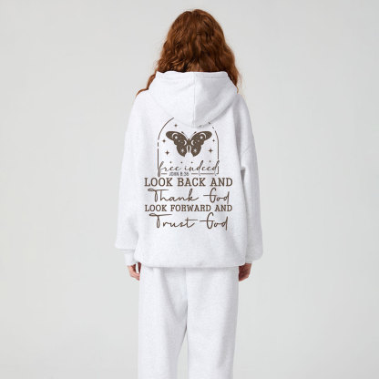 Look Back And Thank God Christian Premium Fleece Hoodie Set