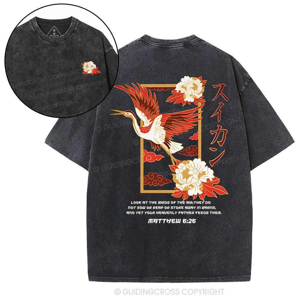 Look at the birds  Christian Washed T-Shirt