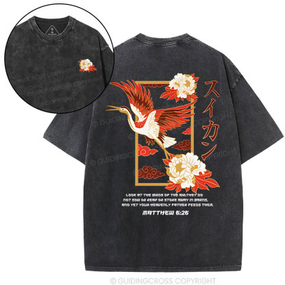 Look at the birds  Christian Washed T-Shirt