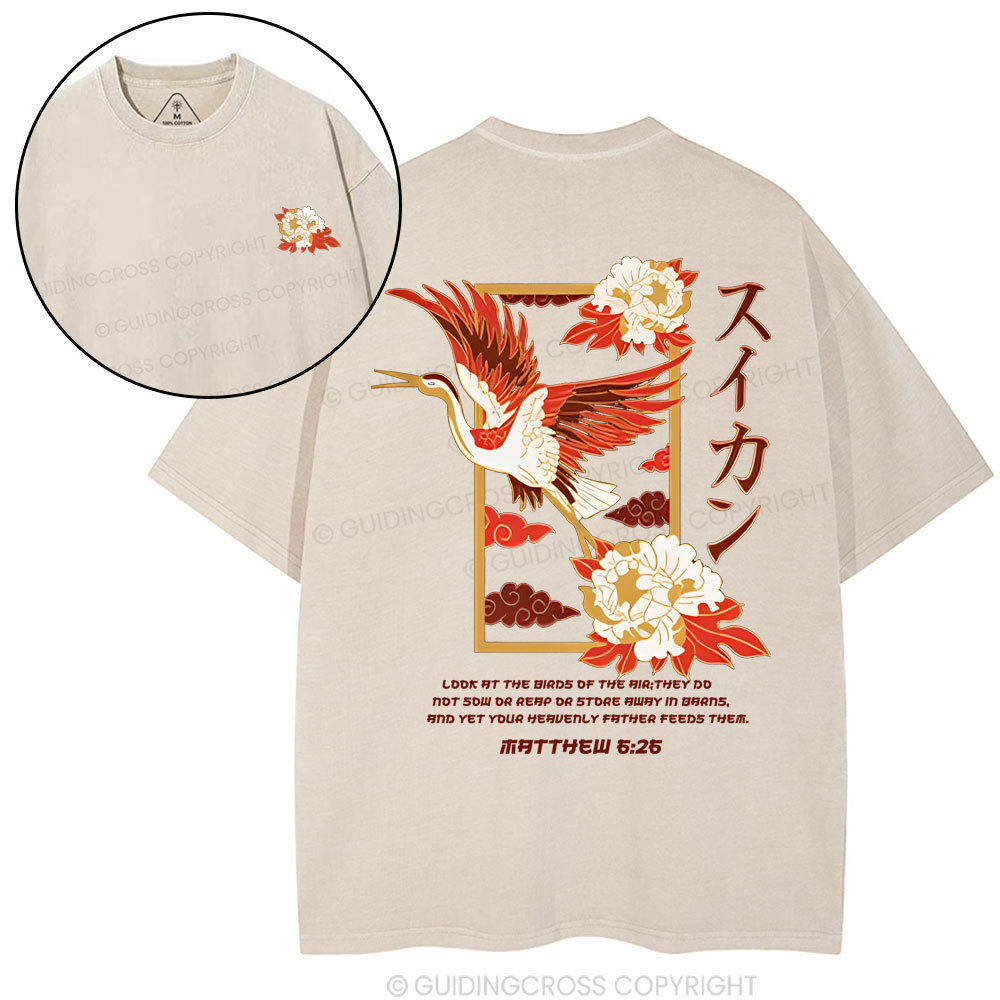Look at the birds  Christian Washed T-Shirt