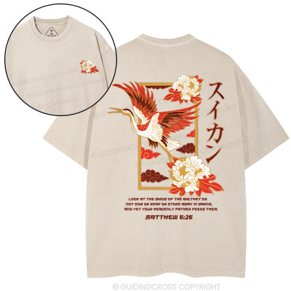 Look at the birds  Christian Washed T-Shirt