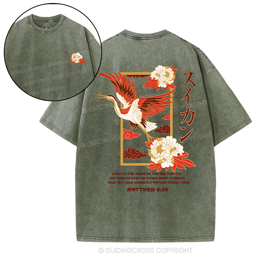 Look at the birds  Christian Washed T-Shirt
