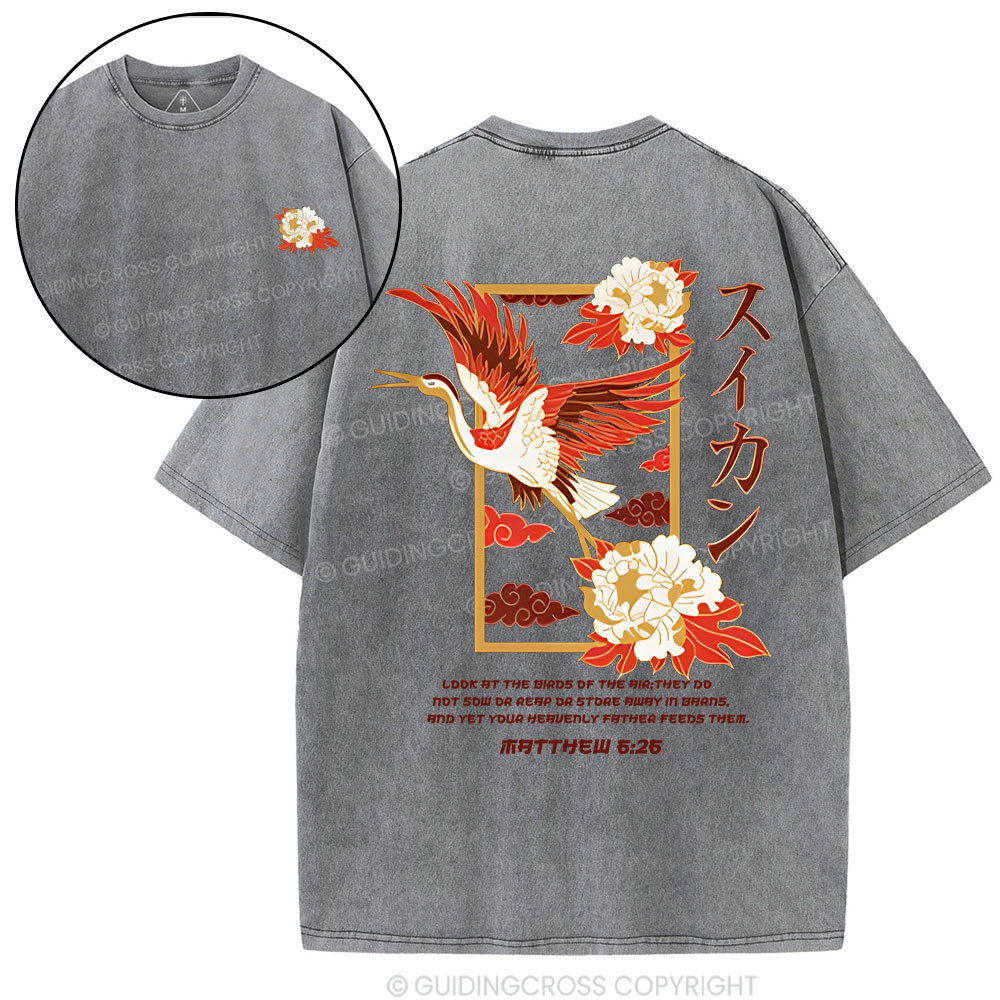 Look at the birds  Christian Washed T-Shirt
