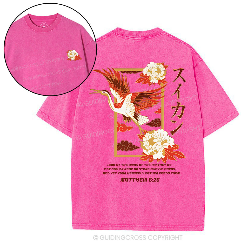 Look at the birds  Christian Washed T-Shirt