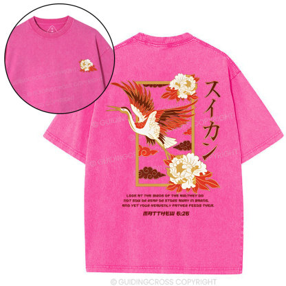 Look at the birds  Christian Washed T-Shirt