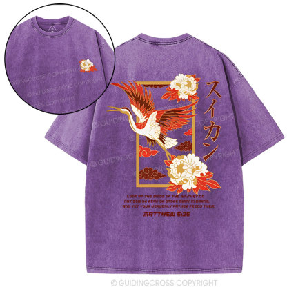 Look at the birds  Christian Washed T-Shirt