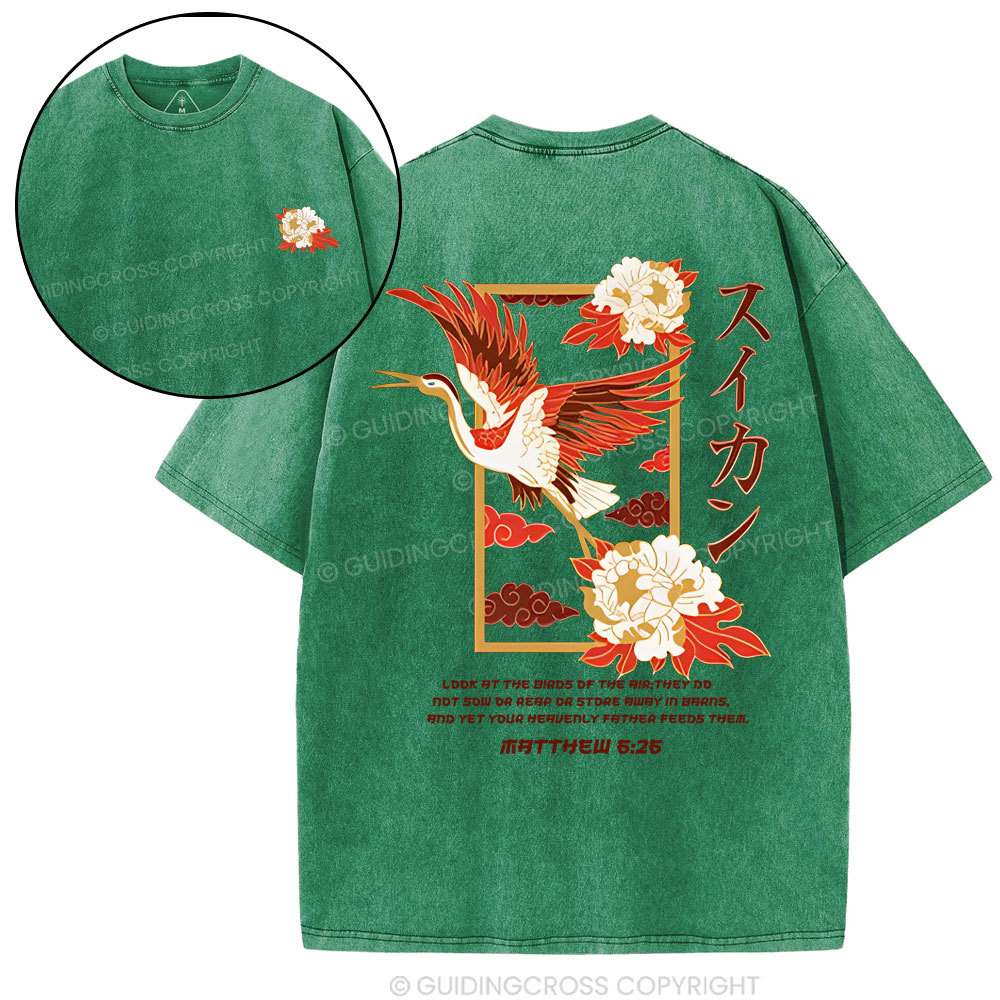 Look at the birds  Christian Washed T-Shirt