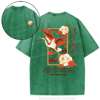 Look at the birds  Christian Washed T-Shirt