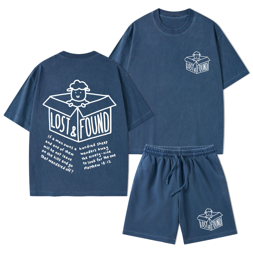 Lost And Found Christian Washed T-Shirt & Shorts