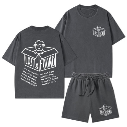 Lost And Found Christian Washed T-Shirt & Shorts