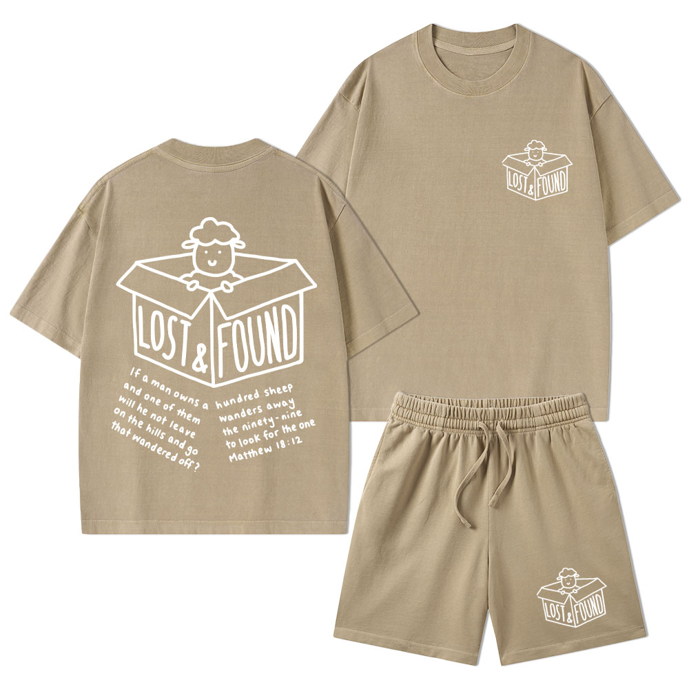 Lost And Found Christian Washed T-Shirt & Shorts