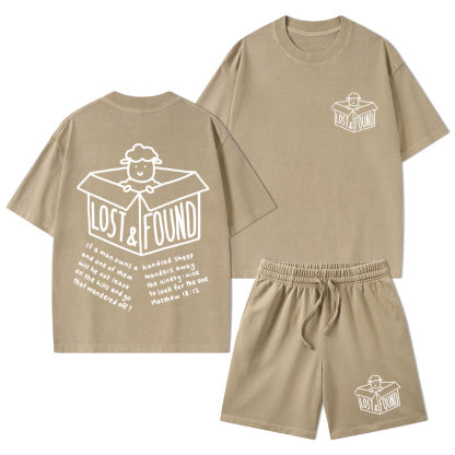 Lost And Found Christian Washed T-Shirt & Shorts