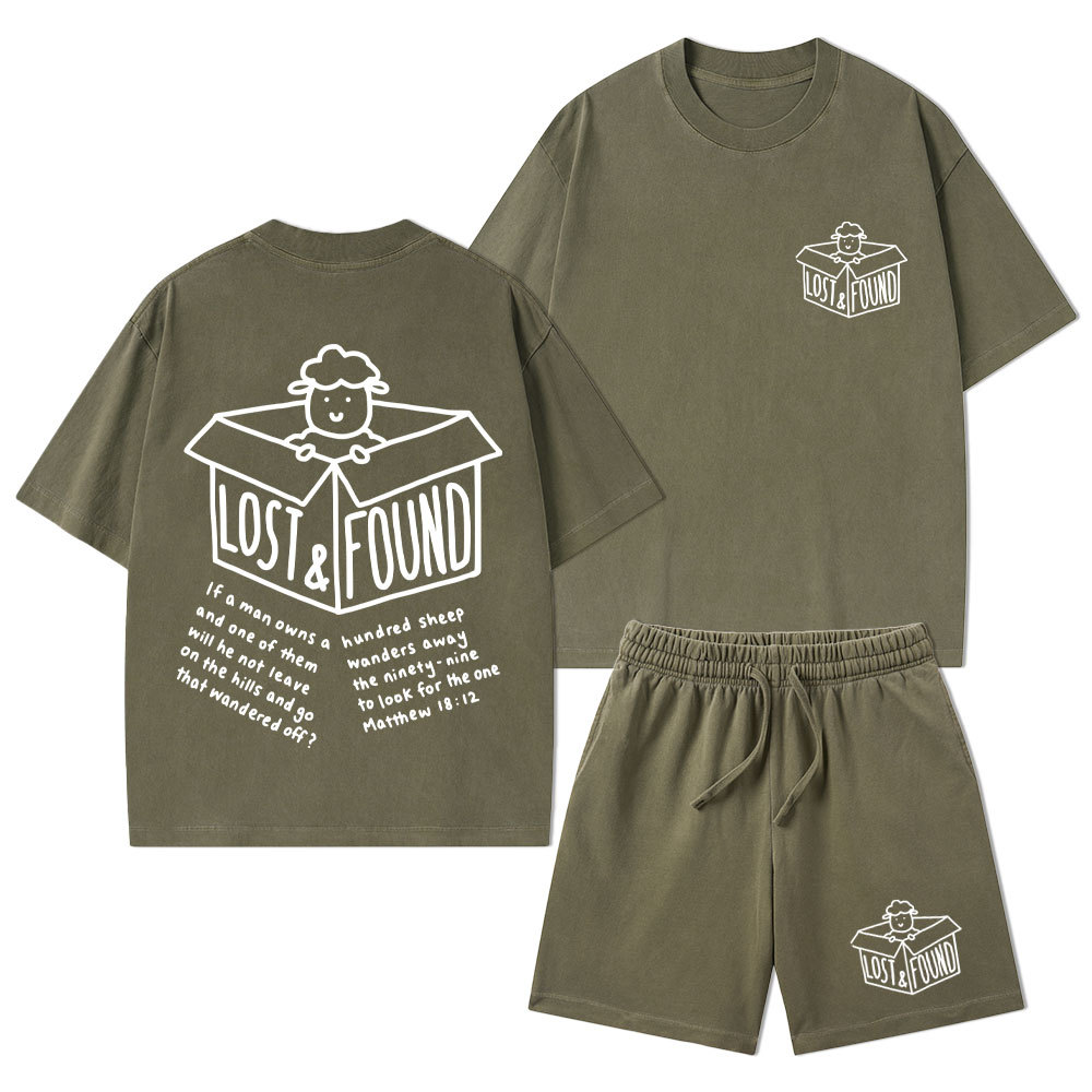 Lost And Found Christian Washed T-Shirt & Shorts