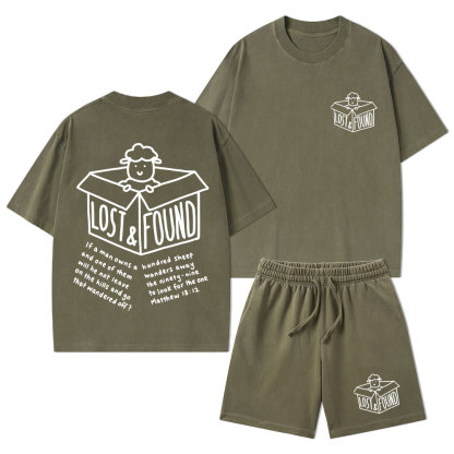 Lost And Found Christian Washed T-Shirt & Shorts
