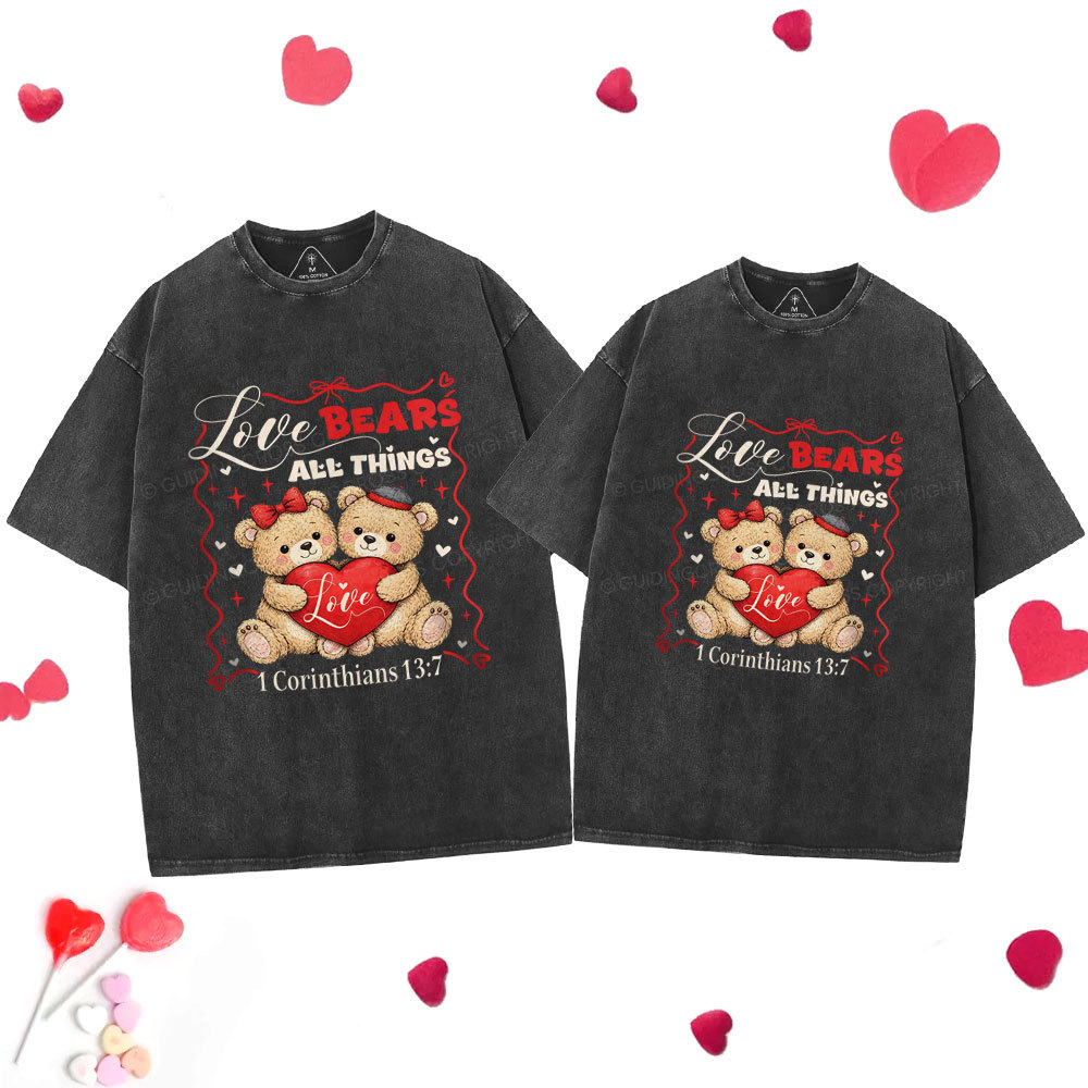 Love Bears All Things Christian Couple Washed T-Shirt