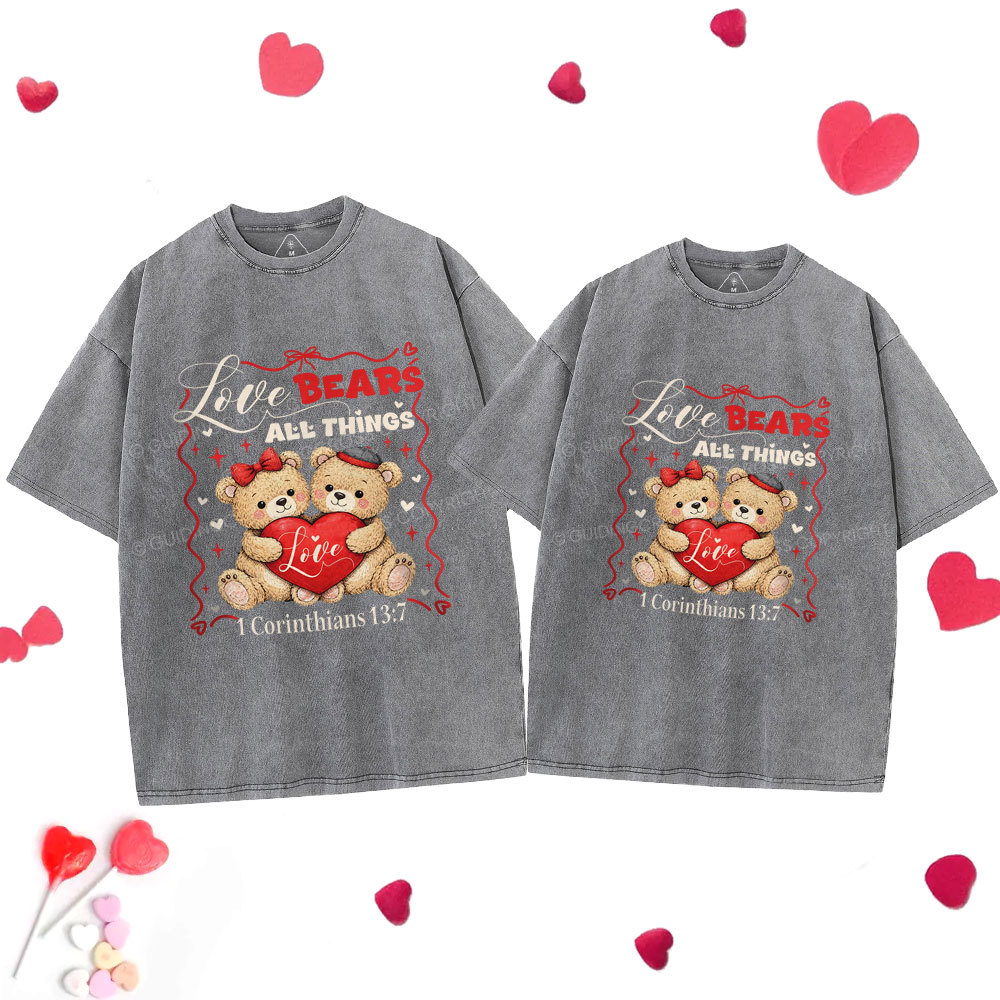 Love Bears All Things Christian Couple Washed T-Shirt