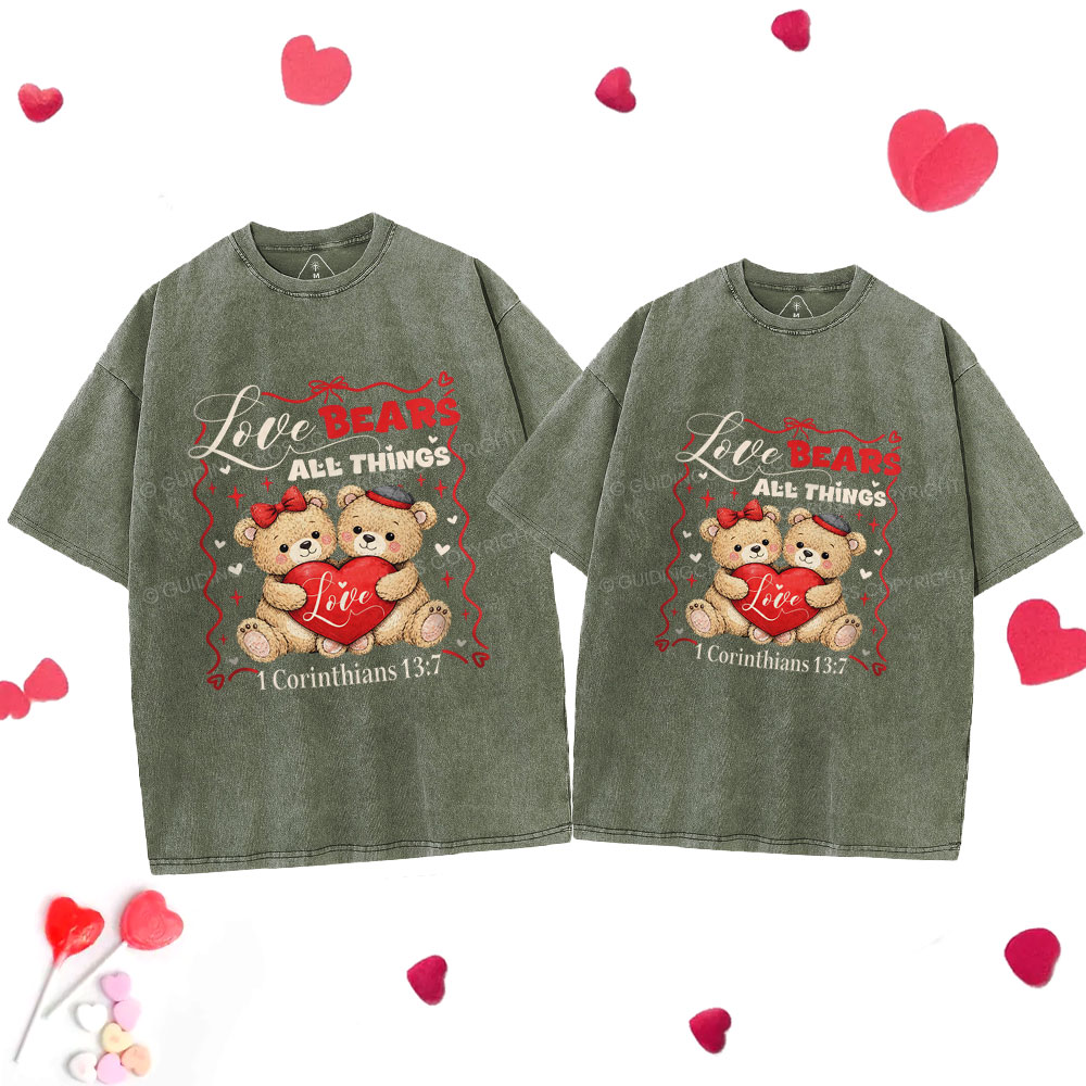 Love Bears All Things Christian Couple Washed T-Shirt