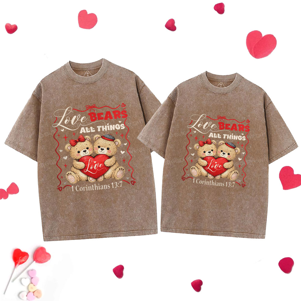 Love Bears All Things Christian Couple Washed T-Shirt