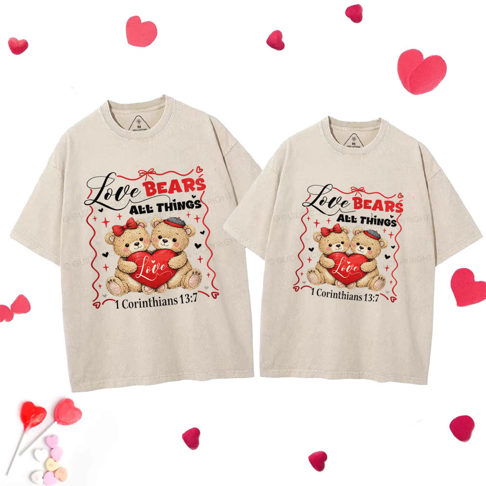 Love Bears All Things Christian Couple Washed T-Shirt