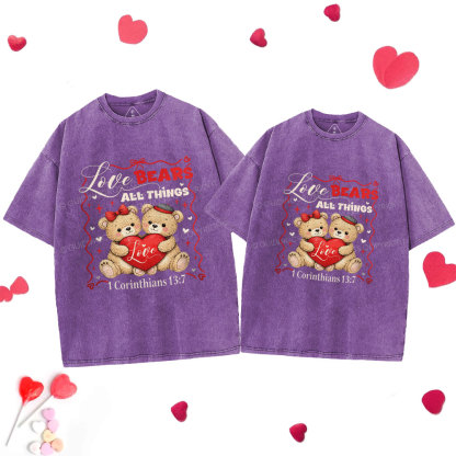 Love Bears All Things Christian Couple Washed T-Shirt