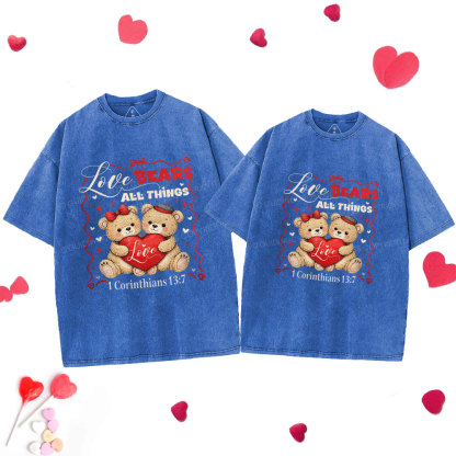 Love Bears All Things Christian Couple Washed T-Shirt