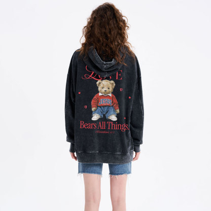 Love Bears All Things Christian Washed Hoodie