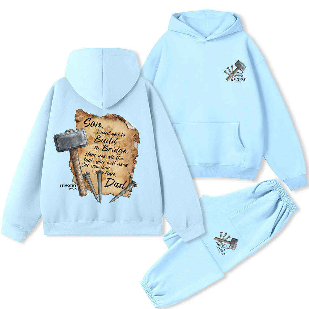 Love Built A Bridge Christian Premium Fleece Hoodie Set